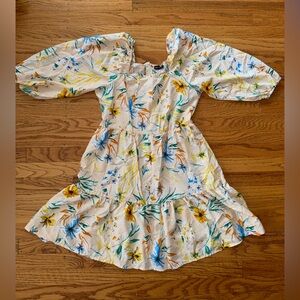 SHEIN Floral Print Dress with Puff Sleeves